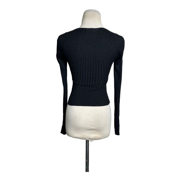 ASTR black knit long sleeves cut out fitted top size XS - Picture 8 of 10